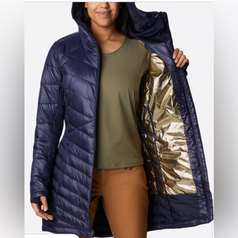 Columbia women’s 2X Omni Heat  down coat -NEW with tags -color is dark navy blue